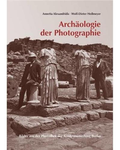 Archaologie der Photographie Book cover, vintage photo of men with headless ancient sculptures of women