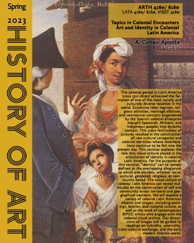 poster for class, all text in body of article, image of man, woman, and child in colonial dress
