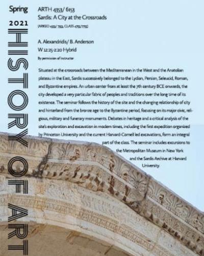 poster for 4353 with classical pediment image, all text in body of article